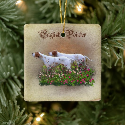 Engelse Pointer Tapijt Poster Triptiek Acryl P Keramisch Ornament (Boom)