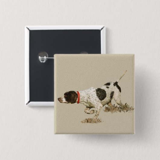 Engelse pointer vierkante button 5,1 cm (Voorkant /achterkant)