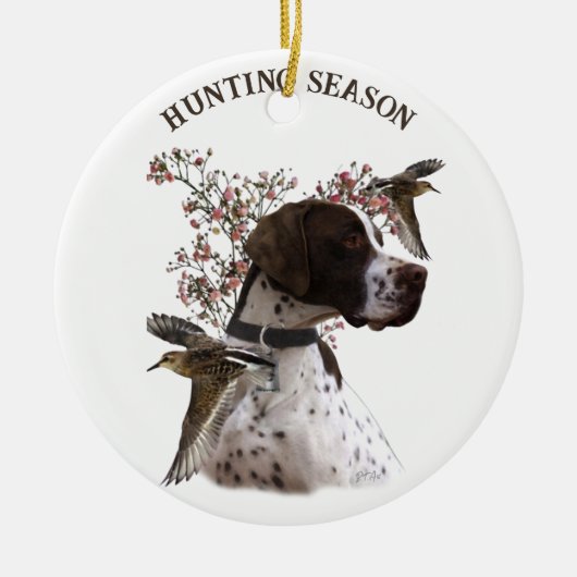 Engelse pointer, vogeljacht keramisch ornament (Voorkant)