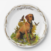 Engelse pointer, vogeljacht  papieren bordje (Voorkant)