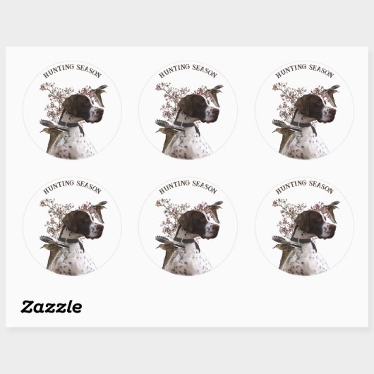 Engelse pointer, vogeljacht ronde sticker (Vel)