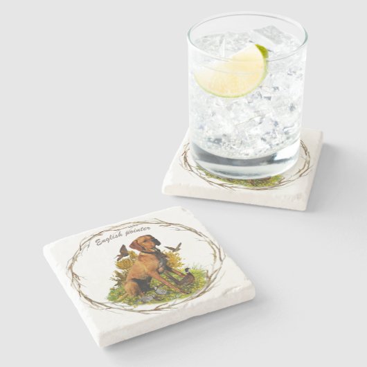 Engelse pointer, vogeljacht stenen onderzetter (Zijkant)