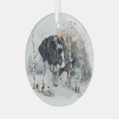 Engelse Pointer, Woodcock Hunting Season, Kunst Glas Ornament (Voorkant links)