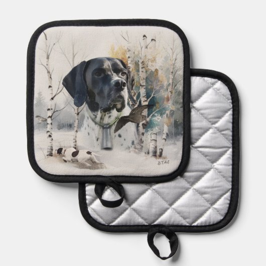 Engelse Pointer, Woodcock Hunting Season, Kunst Pannenlap (Voorkant / Achterkant)