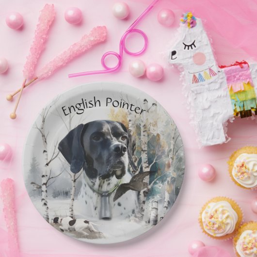 Engelse Pointer, Woodcock Hunting Season, Kunst Papieren Bordje (Feest)