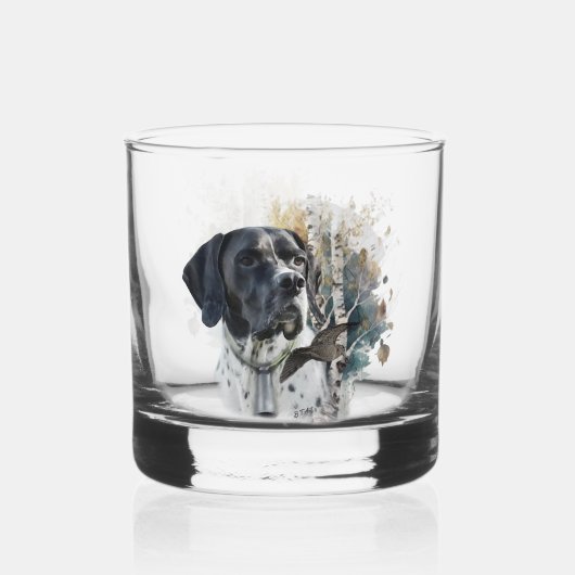 Engelse Pointer, Woodcock Hunting Season, Kunst Whisky Glas (Achterkant)