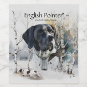 Engelse Pointer, Woodcock Hunting Season, Kunst Wijn Etiket (Enkel label)