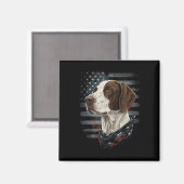 Engelse Pointerhond Amerikaanse Vlag Patriottische Magneet (Voorkant / Achterkant)