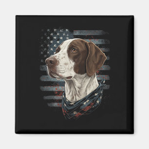 Engelse Pointerhond Amerikaanse Vlag Patriottische Magneet