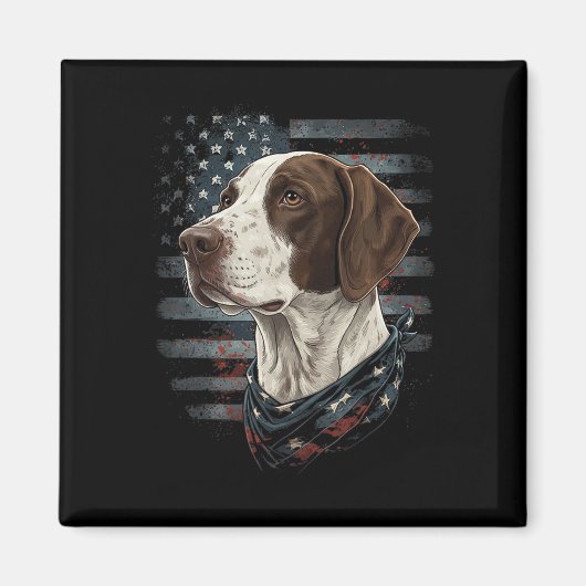 Engelse Pointerhond Amerikaanse Vlag Patriottische Magneet (Voorkant)