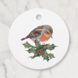 Engelse Robin in het Holly Christmas cadeau label