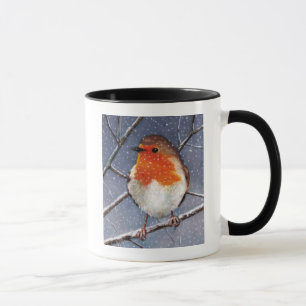 ENGELSE ROBIN IN SNEEUW: OLIEPASTEL ART MOK