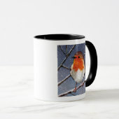 ENGELSE ROBIN IN SNEEUW: OLIEPASTEL ART MOK (Voorkant rechts)
