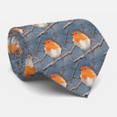 ENGELSE ROBIN IN SNEEUW: OLIEPASTEL ART STROPDAS (Opgerold)