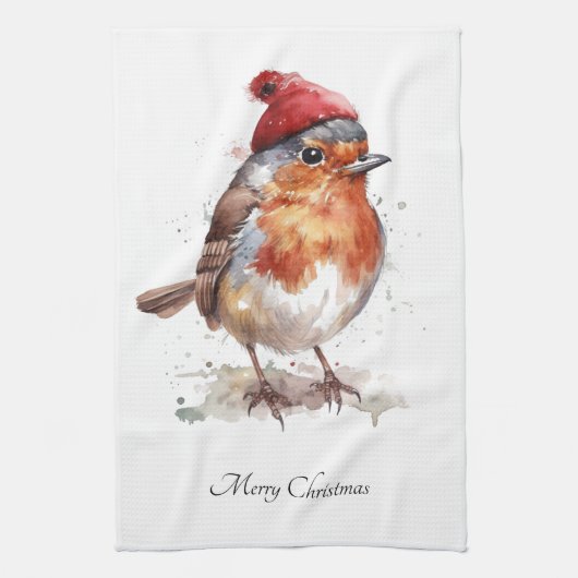 Engelse Robin Kerst Keuken Charme Theedoek (Verticaal)