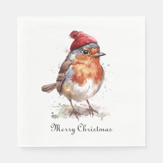 Engelse Robin Kersttafel Decoratie Charme Servet (Voorkant)
