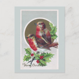 Engelse Robins en Holly Vintage Kerstmis Feestdagenkaart