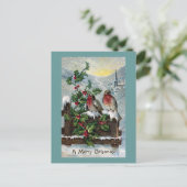 Engelse Robins op Antiek Kerstmis van de Omheining Feestdagenkaart (Staand voorkant)