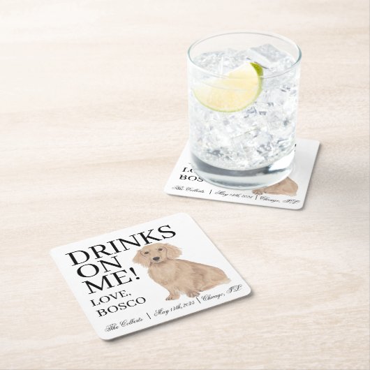 Engelse rode teckel hond bruiloft kartonnen onderzetters (Insitu)