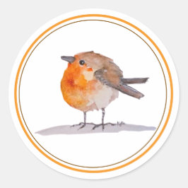 Engelse Roodborst Aquarel Ronde Sticker