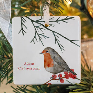 Engelse Roodborst Robin Vogel Vakantie Kerstmis Keramisch Ornament
