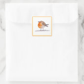 Engelse Roodborst Waterverf Vierkante Sticker (Tas)