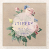 Engelse Roos Butterfly Garden Wedding Cheers Glazen Onderzetter (Voorkant)