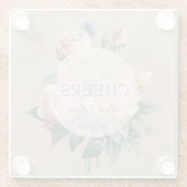 Engelse Roos Butterfly Garden Wedding Cheers Glazen Onderzetter (Achterkant)