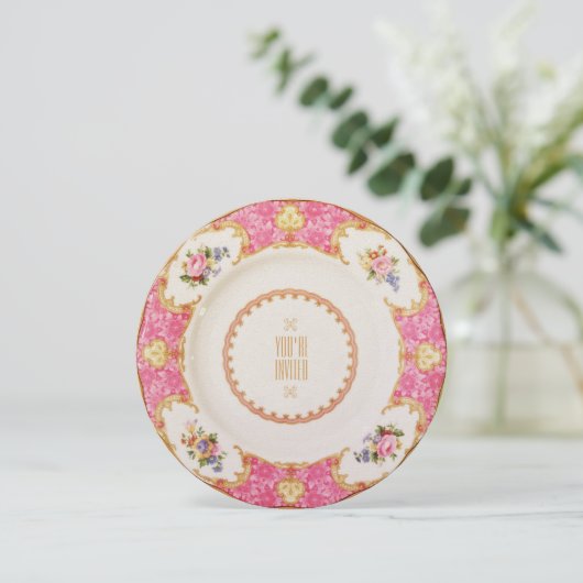 Engelse Roos Garden Party High Tea Uitnodiging (Staand voorkant)