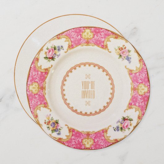 Engelse Roos Garden Party High Tea Uitnodiging (Voorkant / Achterkant)