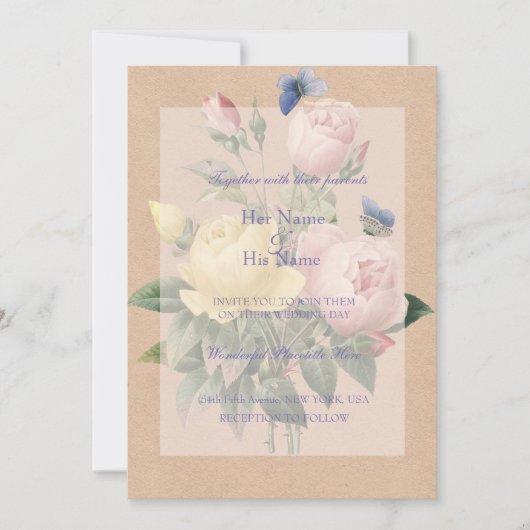 Engelse Roos Garden Wedding Invitation Kaart (Voorkant)