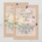 Engelse Roos Garden Wedding Invitation Kaart (Voorkant / Achterkant)