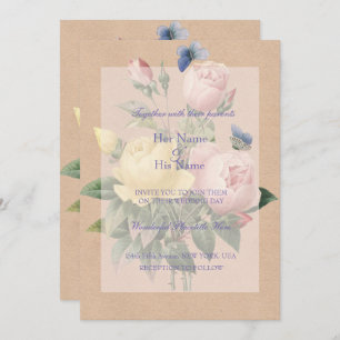 Engelse Roos Garden Wedding Invitation Kaart