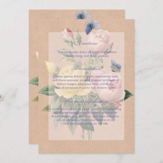 Engelse Roos Garden Wedding Invitation Kaart (Voorkant / Achterkant)