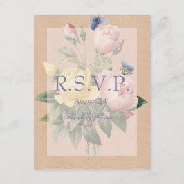 Engelse Roos Garden Wedding Invitation RSVP Uitnodiging Briefkaart