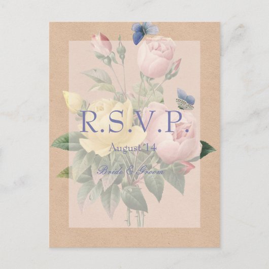 Engelse Roos Garden Wedding Invitation RSVP Uitnodiging Briefkaart (Voorkant)