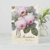 Engelse Roos Pensioenfeest Uitnodiging Aangepast (Staand voorkant)