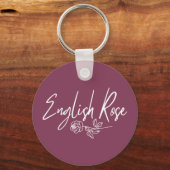 Engelse Roos TYPOGRAFIE HANDGESCHREVEN STIJL Sleutelhanger (Voorkant)
