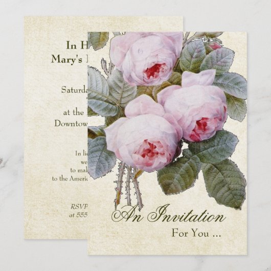 Engelse Roos Verjaardagsfeestje Op Maat Kaart (Voorkant / Achterkant)