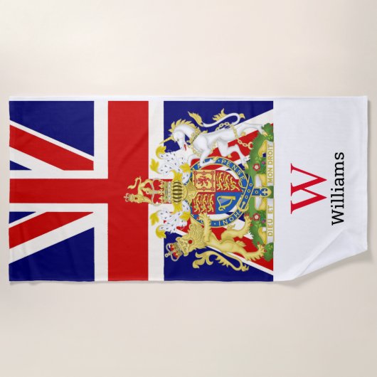 Engelse Royal Crest Monogram Beach Towel Strandlaken (Voorkant)