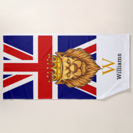 Engelse Royal Lion Monogram Beach Towel Strandlaken