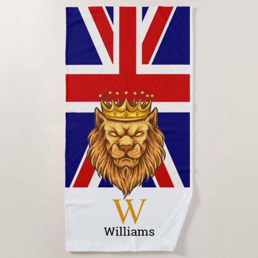 Engelse Royal Lion Monogram Beach Towel Strandlaken (Voorkant)