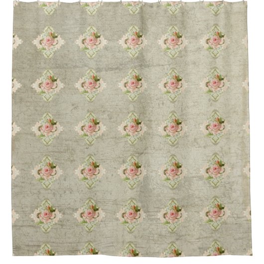 Engelse roze roze over grijze raad Douchegordijn (Voorkant)