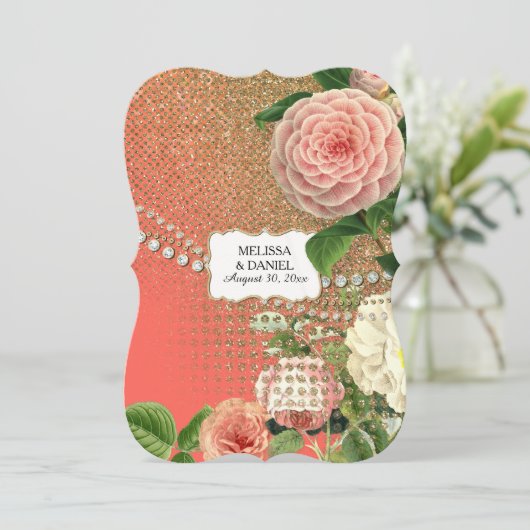 Engelse Rozen Glam Old Hollywood Regency Kaart (Staand voorkant)