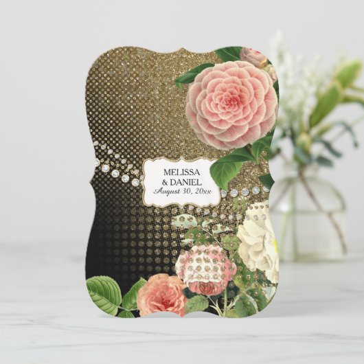  Engelse Rozen Glam Old Hollywood Regency Kaart (Staand voorkant)