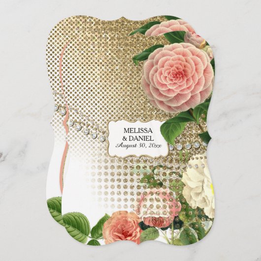 Engelse Rozen Glam Old Hollywood Regency Kaart (Voorkant / Achterkant)