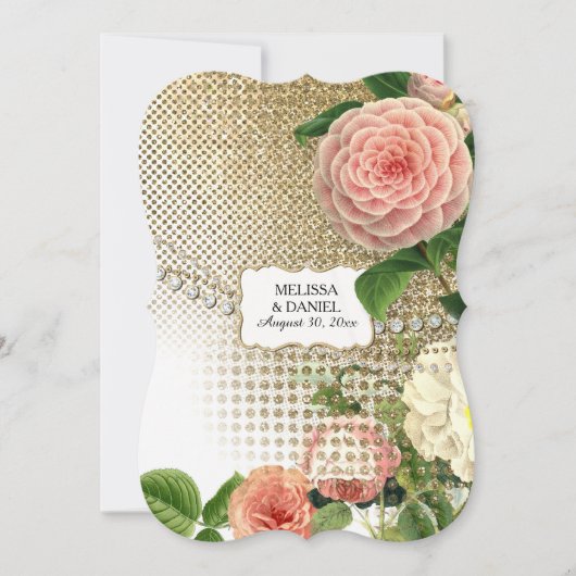 Engelse Rozen Glam Old Hollywood Regency Kaart (Voorkant)