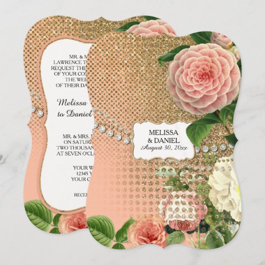 Engelse Rozen Glam Old Hollywood Regency Kaart (Voorkant / Achterkant)