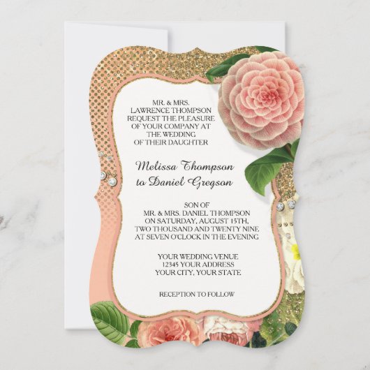  Engelse Rozen Glam Old Hollywood Regency Kaart (Achterkant)