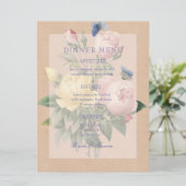 Engelse Rozen Tuin Trouw Uitnodiging Menu (Staand voorkant)
